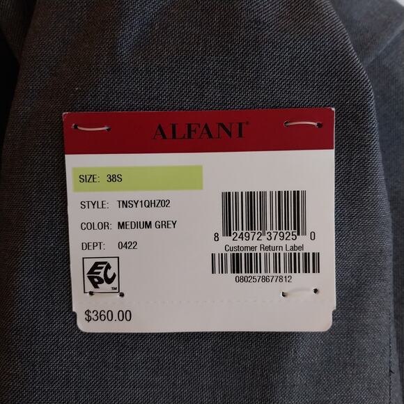 Alfani Men's Slim Fit Suit Jacket 38S Gray EUC NOT NEW - Picture 13 of 17